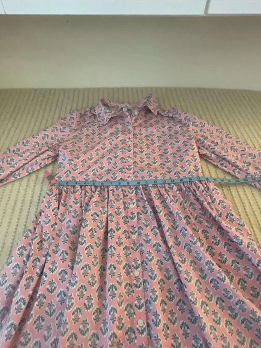 J. Crew Pink Floral Long Sleeve Dress - 98% Cotton - Size: 14